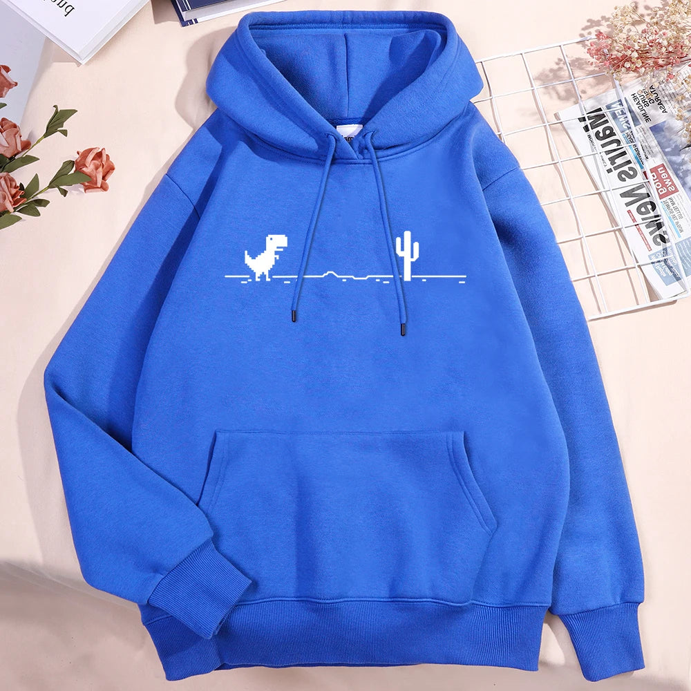 Sweat à capuche pour homme et femme, motif petit dinosaure, dysfonctionnement du réseau, nouveau, épais, mignon, avec poche, automne, chaud, col rond