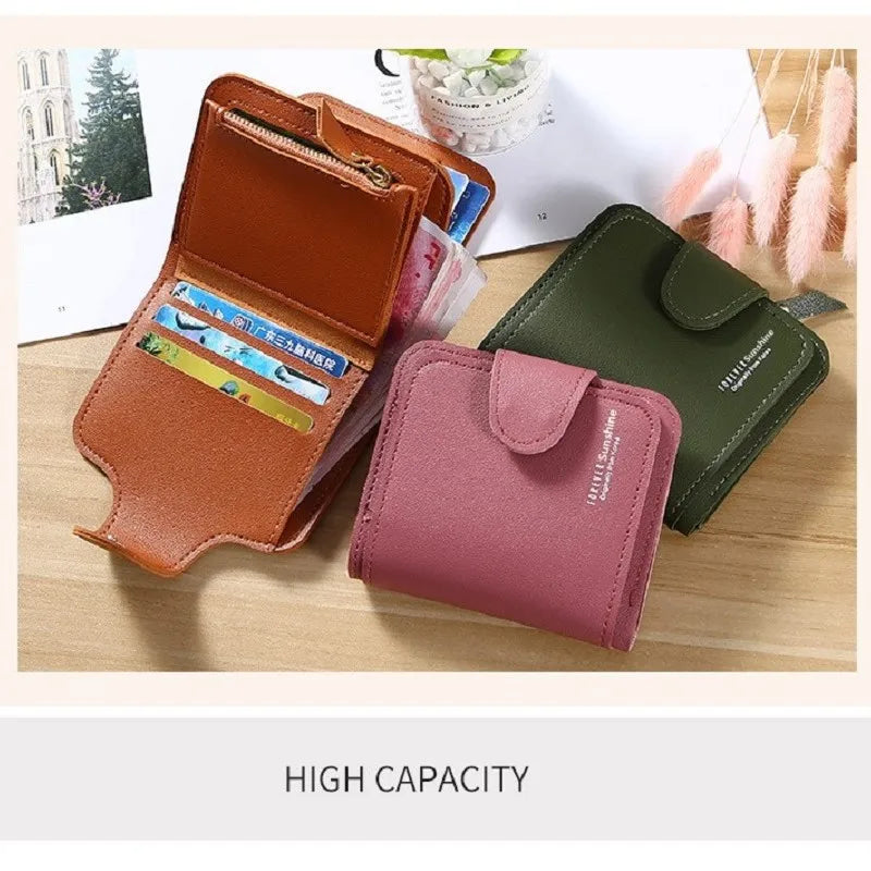 Women Wallets 2023 New Luxury Brand Red Black Small Mini Coin Purse Hasp Card Holder Lady Wallet Zipper Female Leather Buckle