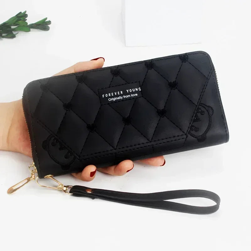 Women Long Wallet Pu Leather Card Holder Large Capacity Hasp Zipper Coin Purse Multi Card Organizer Cell Phone Wristlet Handbag