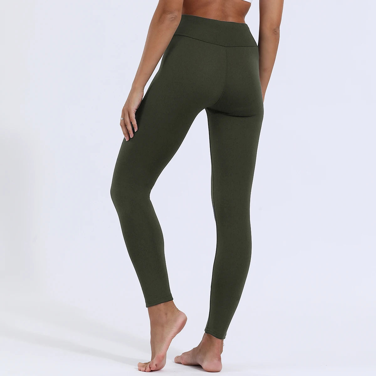 Leggings d'hiver en velours pour femmes, pantalon épais de couleur unie, chaud, taille haute, couleur unie, leggings classiques décontractés pour l'extérieur