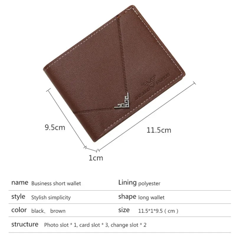 New Men's Wallet Money Bag PU Leather Business Short Wallet Vintage Soft Purse Multi-card Holder Portefeuille Homme Billetera