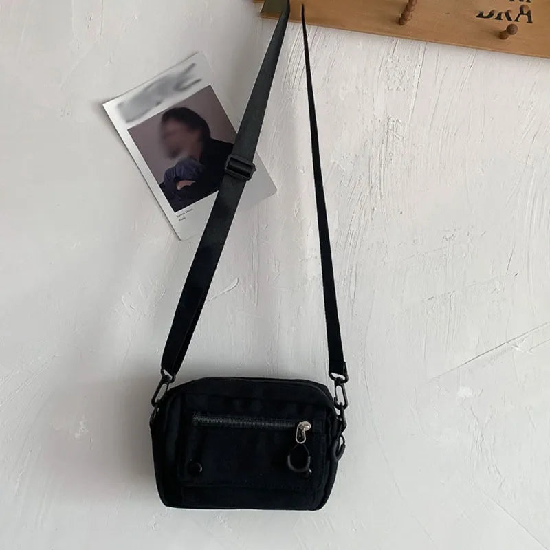 Women Canvas Handbags Korean Mini Student Bag Cell Phone Simple Small Crossbody Casual Ladies Zipper Shoulder Bag