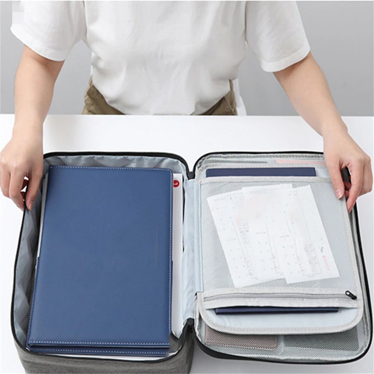 With password lock Multifunctional briefcase office document storage bag business trip card passport organizer travel accessory