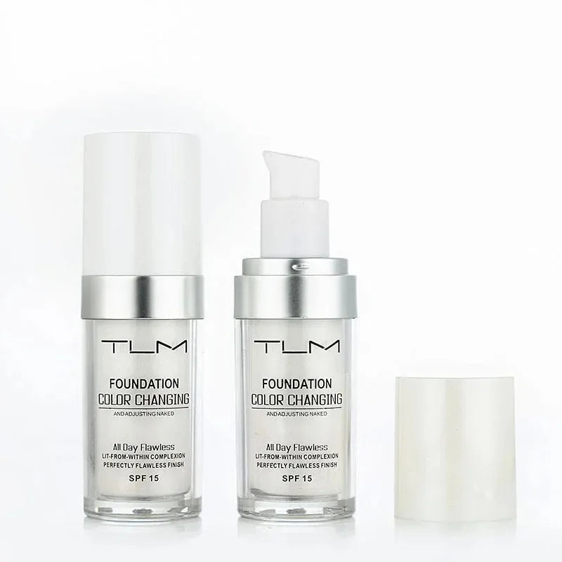 Fond de teint TLM 30 ml - Base de maquillage changeante de couleur - Visage nu - Couvrance totale - Anti-cernes mat - Maquillage longue durée - Fond de teint liquide - Crème