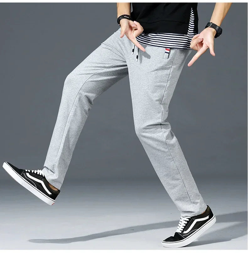 Spring and Autumn Men's Pure Cotton Pants 2024 New Simple Outdoor Middle aged Men's Hiking Travel Sports Pants Casual Pants