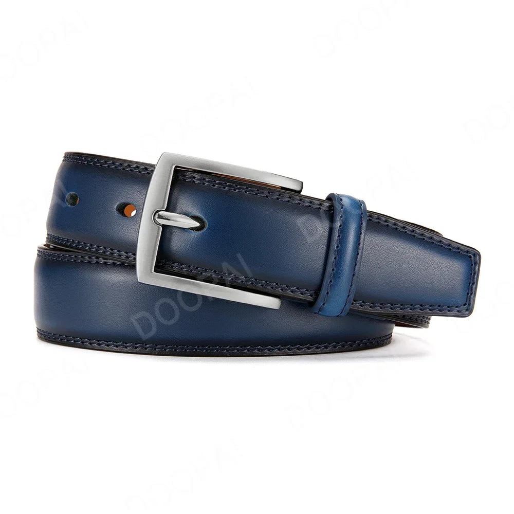 Men Belts High Quality Genuine Leather LONG Large Pin Buckle Metal Automatic Buckle Male Belts Strap Male