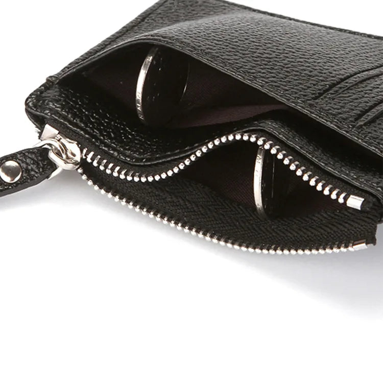 Mini Zipper Card Bag Slim ID Bank Purse Wallet Credit Organizer Portable Small Slim Ultra-thin Short Purse for Men Black