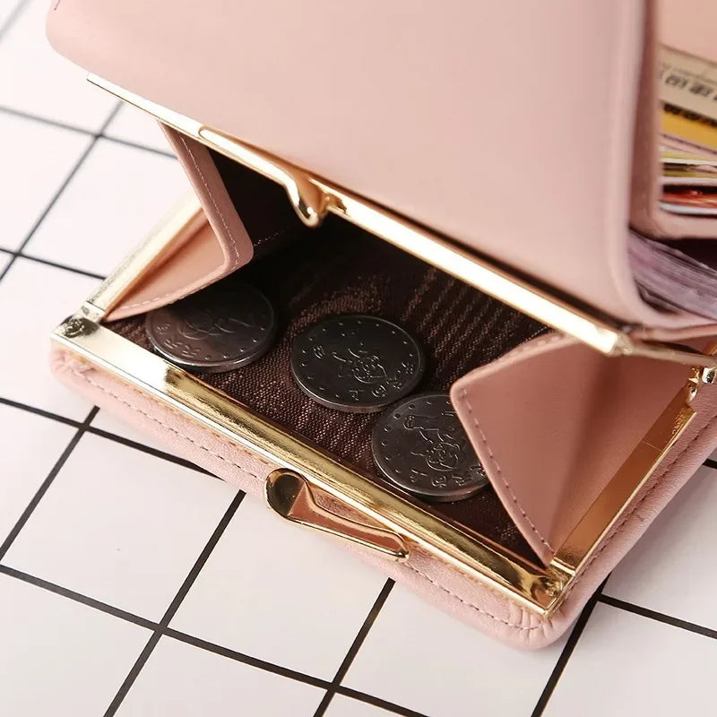 New Fashion Purse Female Short Version of Students Fresh Folding Mini Metal Wallet Cute Purse Lady Coin Purse for Female Lovely