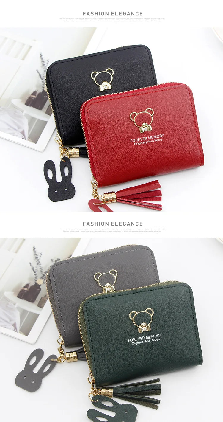 2022 Short Women Wallets Mini Cute Coin Pocket Card Holder Name Engraved Female Purse New Fashion Kpop Small Wallet For Girls