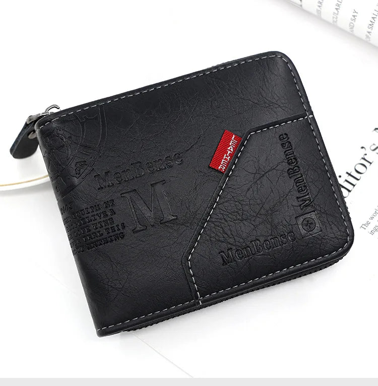 New High Quality Zipper Men Wallets Brand Card Holder Classic Male Wallet  Photo Holder Coin Pocket Men's Purses