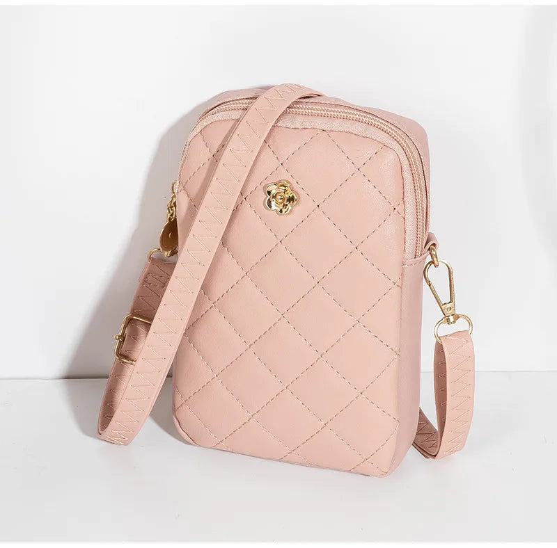 Nouveau sac à bandoulière pour téléphone pour femmes, sac messager à épaule brodé en losange, porte-monnaie portable simple, sacs pour filles