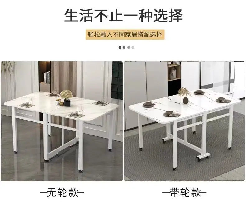 Folding Table, Solid Wood, Ultra-thin, Small Household Type, Installation Free, Simple Dining Table, Retractable, Mobile, Multi