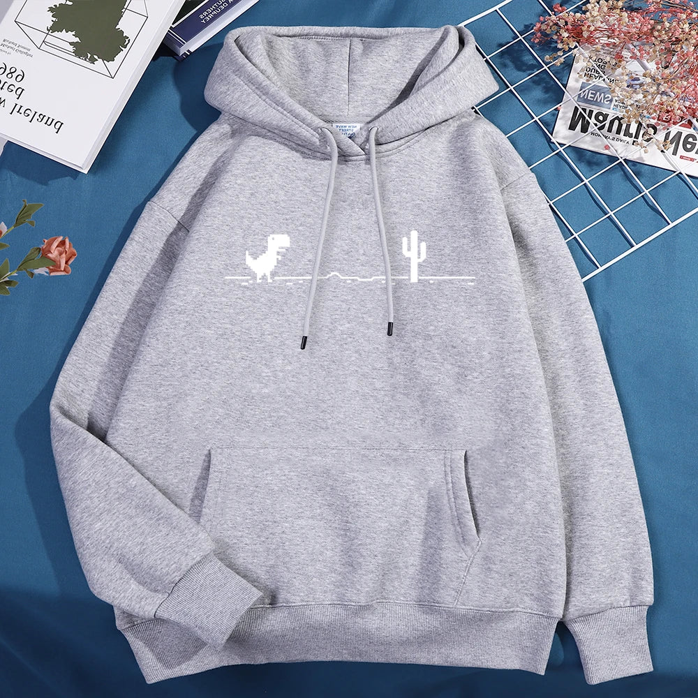 Sweat à capuche pour homme et femme, motif petit dinosaure, dysfonctionnement du réseau, nouveau, épais, mignon, avec poche, automne, chaud, col rond