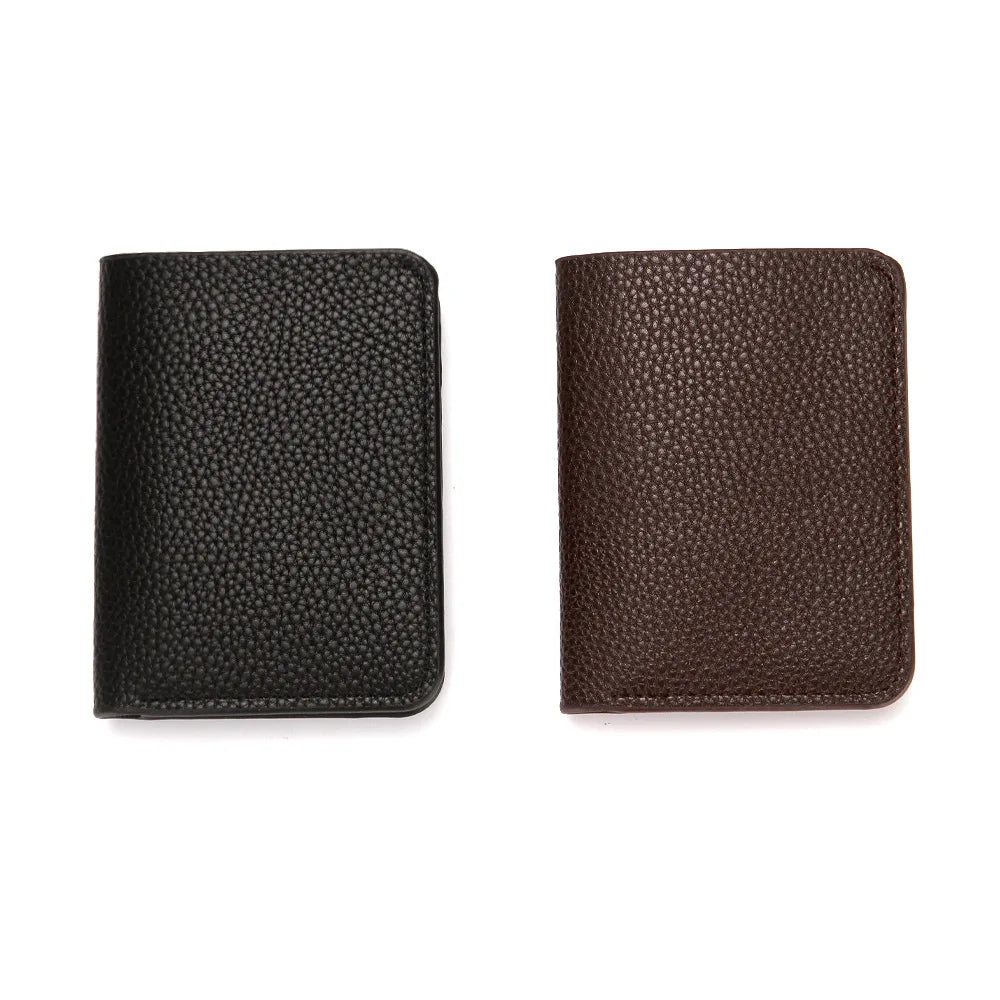 2022 New Ultra-thin Soft Wallet Pu Leather Lychee Grain Mini Credit Card Wallet Men's Card Case Men's Short Bill Card Case