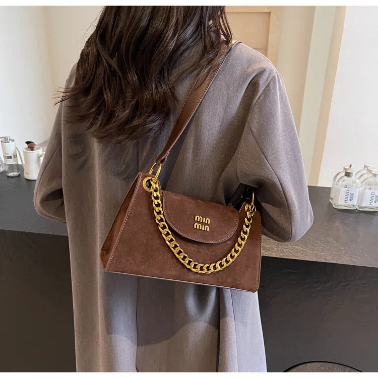 Metal Letter Designer Brand Handbags Top Handle Luxury Shoulder Bags Solid Color Elegant Crossbody Bags Fashion Bags For Women