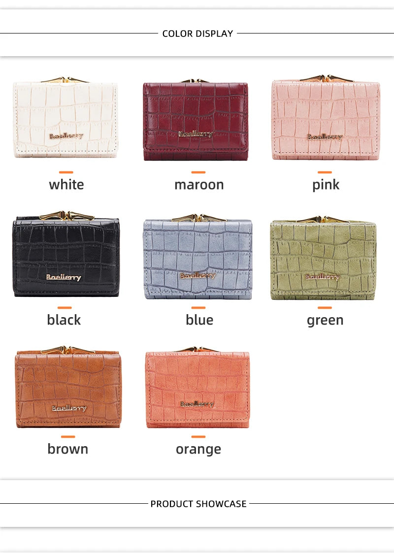 Baellerry New Women Short Wallet Brand Card Holder Simple Coin Pocket High Quality Female Purse Crocodile Pattern Women's Wallet