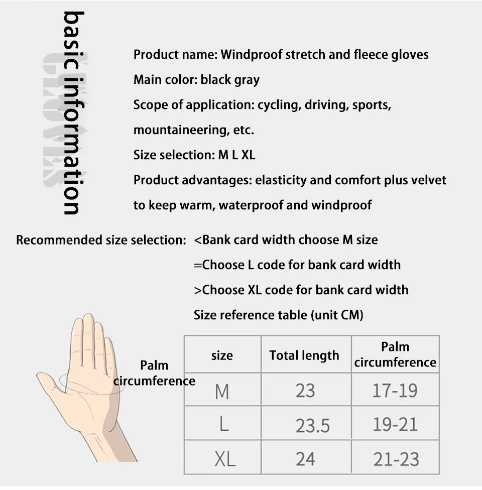 Winter Fishing Men's Gloves Women Cycling Warm Anti-Slip Gloves for Fishing Sports Touch Screen Two Fingers Cut Outdoor Angling