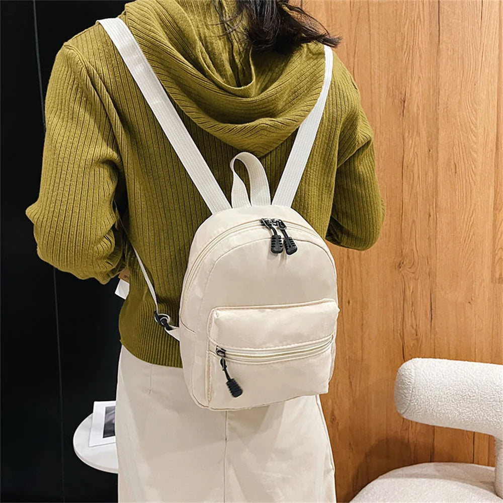 Korea-Style Women'S Backpack Things For Girls School Backpack Fashion Solid Color Simple Casual Traveling Large Capacity Bag