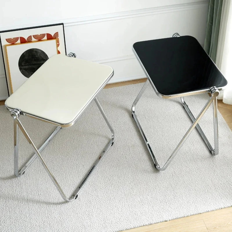 Transparent Folding Table and Chair Set Modern Acrylic Furniture Compact Space-Saving Chairs for Bedroom and Balcony