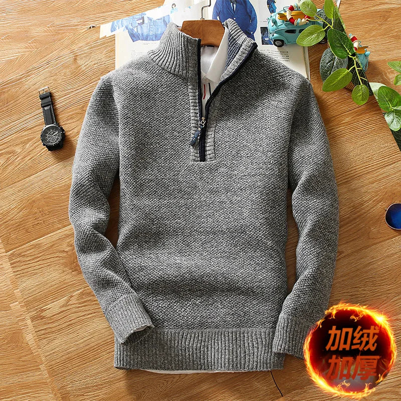 Nouveaux pulls automne hiver pull en tricot hommes fermeture éclair vêtements d'extérieur coréen décontracté streetwear col roulé chemisier froid Hombre pulls