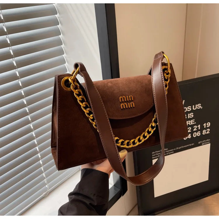 Metal Letter Designer Brand Handbags Top Handle Luxury Shoulder Bags Solid Color Elegant Crossbody Bags Fashion Bags For Women