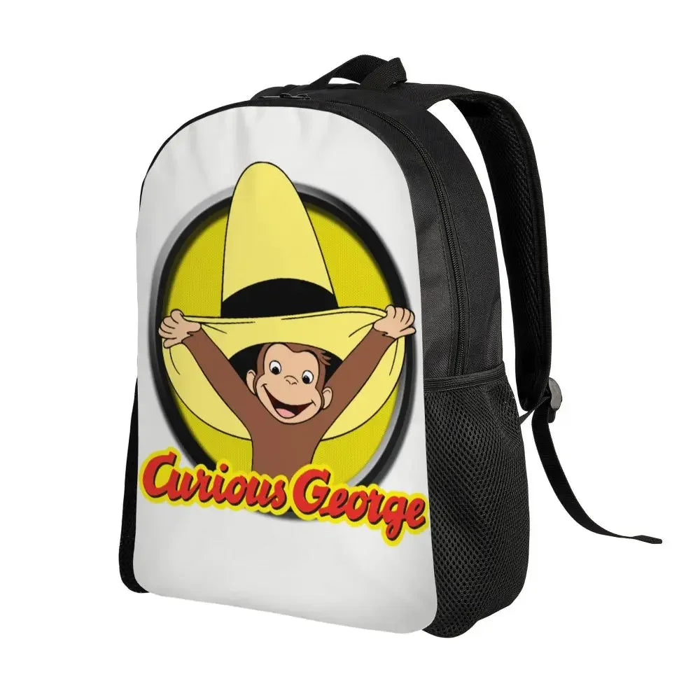 Customized Curious George Backpacks Women Men Casual Bookbag for School College Monkey Bags