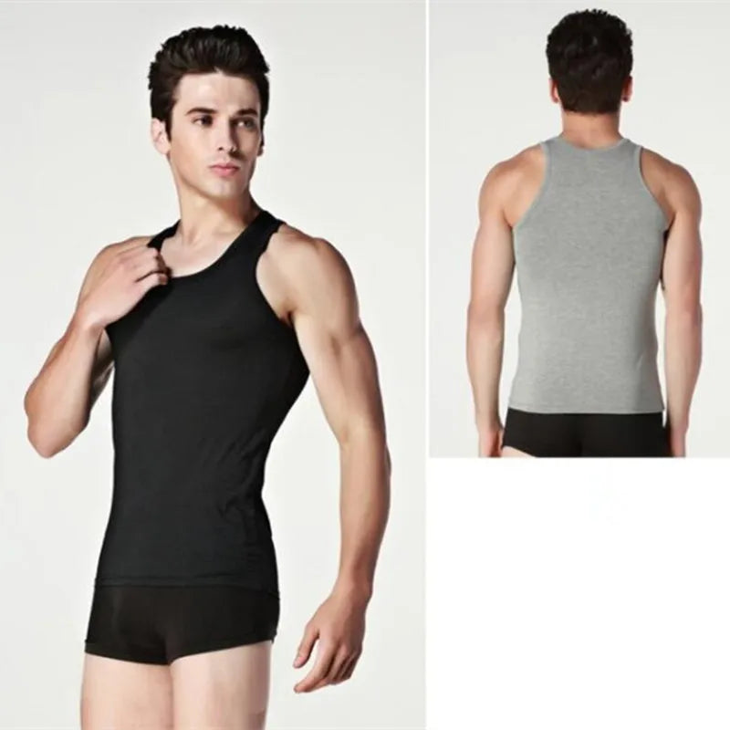 Hot Sale 3pcs / 100% Cotton Mens Sleeveless Tank Top Solid Muscle Vest Undershirts O-neck Gymclothing Tees Whorl Tops