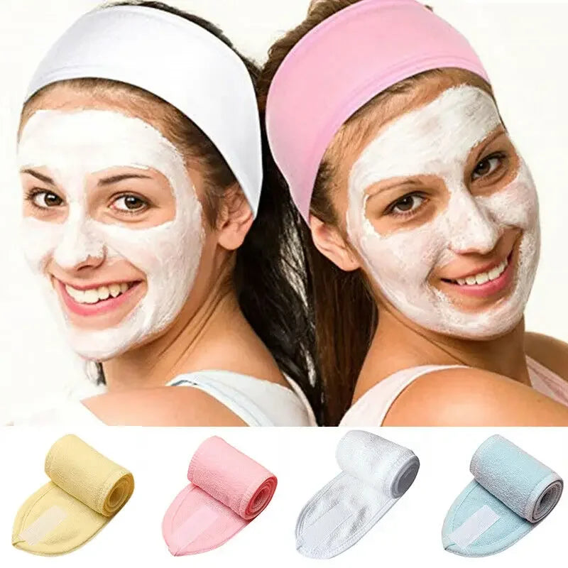 3pcs New Soft Toweling Girls Headbands for Face Washing Bath Makeup Women Adjustable Facial Cleaning Headbands Hair Accessories