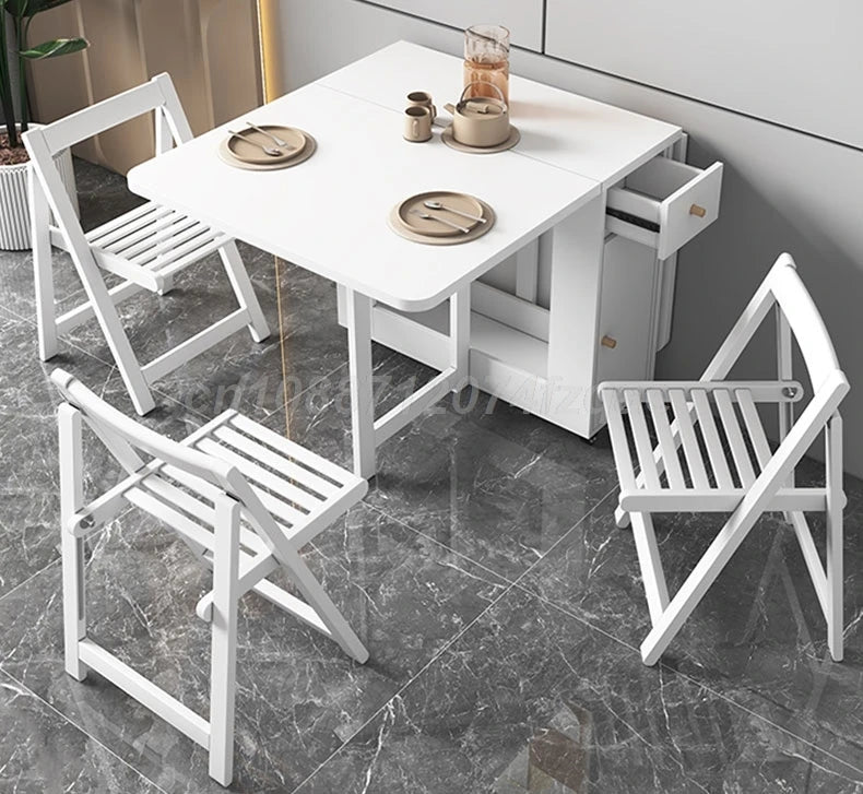 Folding Dining table Movable Table Set Dining Tables With 4 Chairs Dining Room Furniture Small Apartment Living Room Table