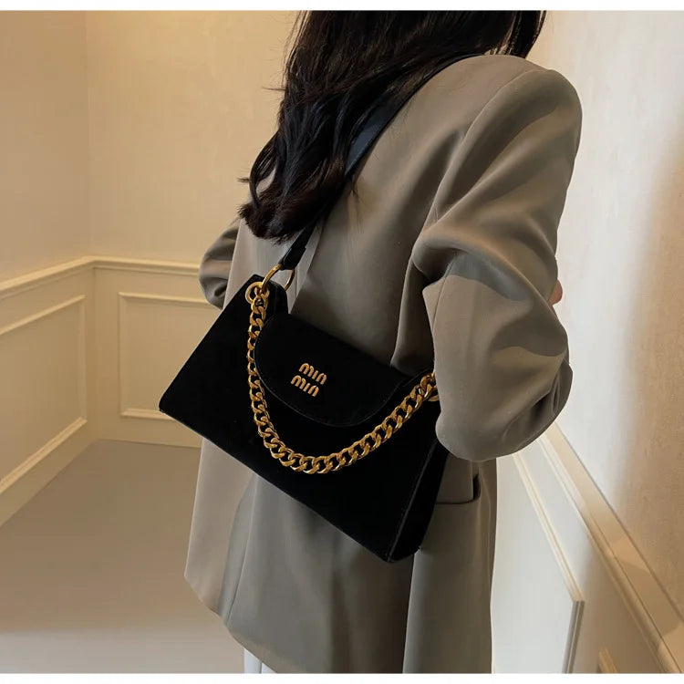 Metal Letter Designer Brand Handbags Top Handle Luxury Shoulder Bags Solid Color Elegant Crossbody Bags Fashion Bags For Women