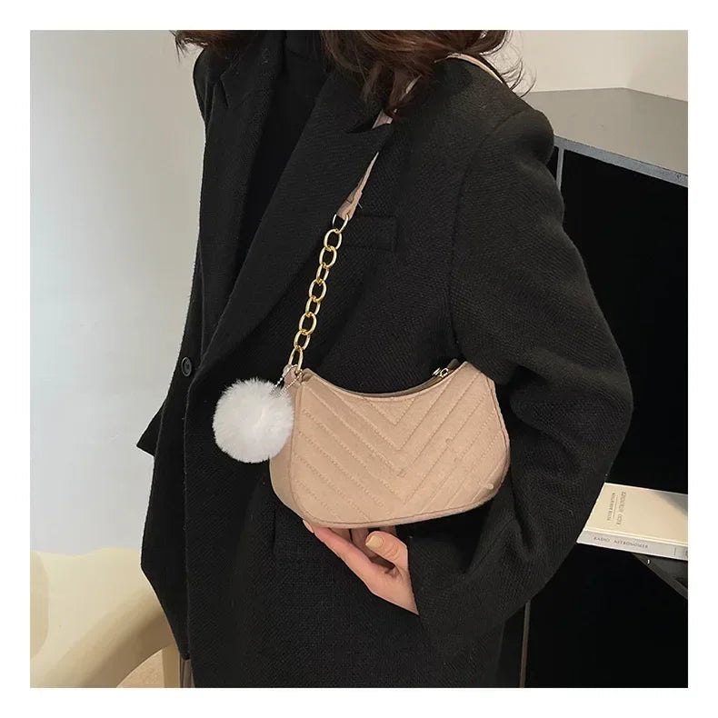 Sac à main tendance pour femmes, couleur unie, décontracté, sous les bras, pochette à bandoulière avec chaîne, sac fourre-tout en cuir pour dames