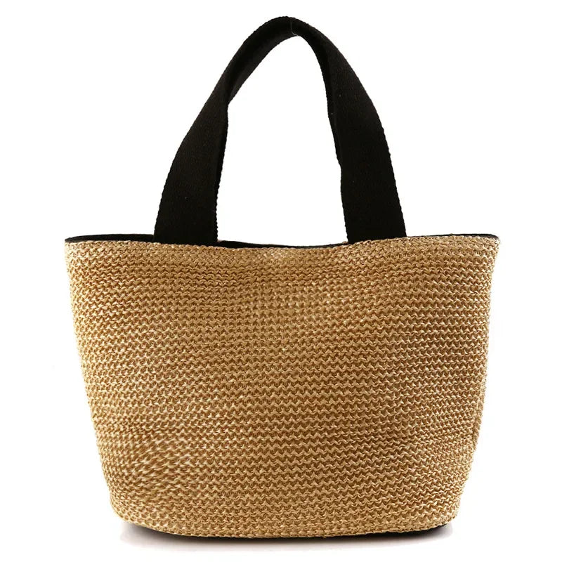 Fsahion Woven Ladies Straw Woven Handbag for Women's Holiday Beach Casual Tote Top-Handle Bags Handmade Retro Shoulder Bags 2024