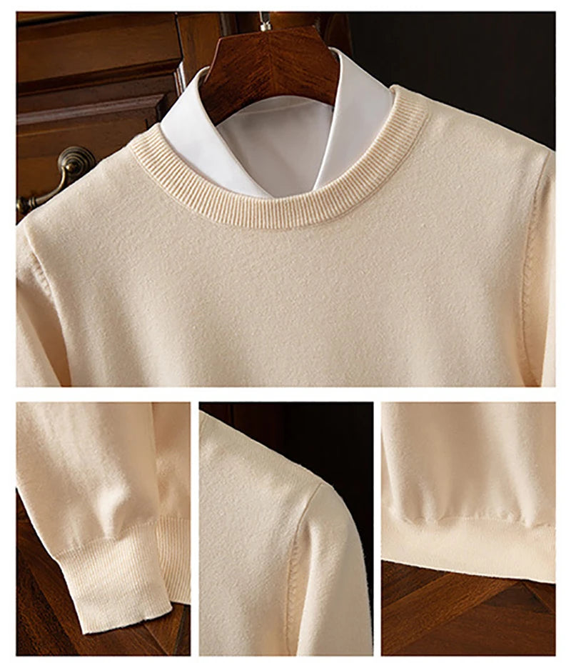 Autumn/Winter New Men's Cashmere Cold Resistant Clothing Round Neck White Sweater Pullover Warm korean Sweaters Pullover Tops