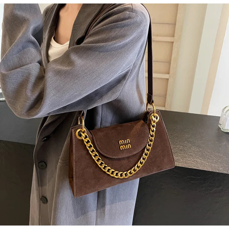 Metal Letter Designer Brand Handbags Top Handle Luxury Shoulder Bags Solid Color Elegant Crossbody Bags Fashion Bags For Women