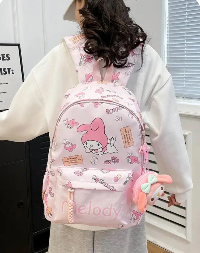 New Kuromi Backpack for Girls Boys Fashion High School Students Backpack Large Capacity Wear-resistant Computer Bag