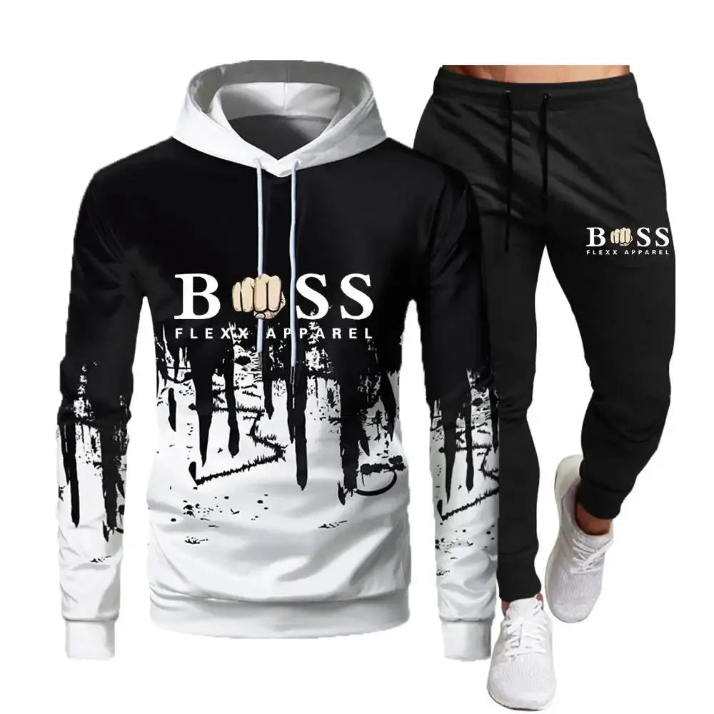 2021 Automne Hiver Nouvelle Marque Hommes Survêtement Sportswear Sweats À Capuche Sweat-shirts Pantalons De Survêtement Deux Pièces Ensembles Mode Jogging Homme