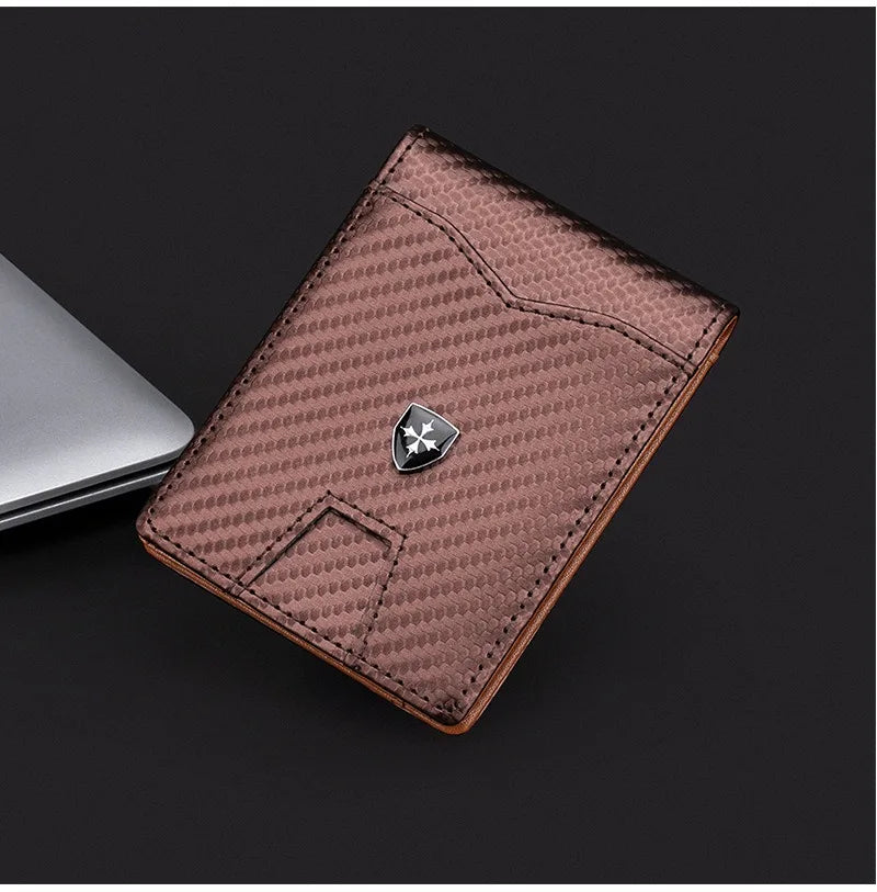 Minimalist men's wallet card bag new baellerry RFID anti-theft brush double fold cross leather card wallet  credit card holder