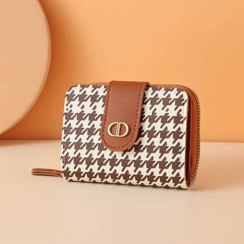 Light Luxury Women Short Wallet Buckle Zipper PU Leather Coin Purse Multi Card Anti Demagnetization Large Capacity Small Wallet