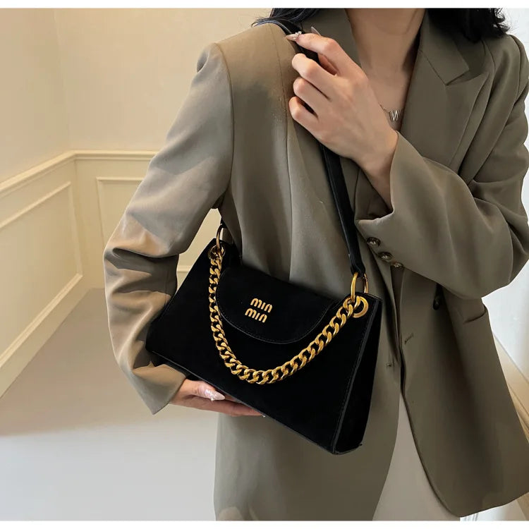 Metal Letter Designer Brand Handbags Top Handle Luxury Shoulder Bags Solid Color Elegant Crossbody Bags Fashion Bags For Women