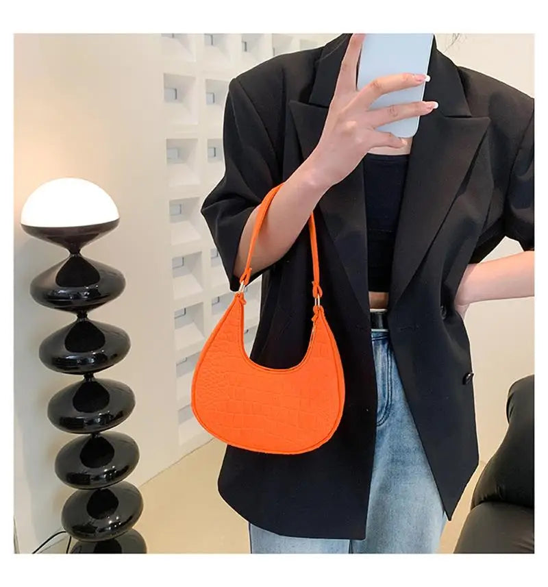 Temperament Handbag Casual Trendy Stone Pattern Shoulder Bag New Single Shoulder Design 2023 Winter Fashion Women'S Underarm Bag