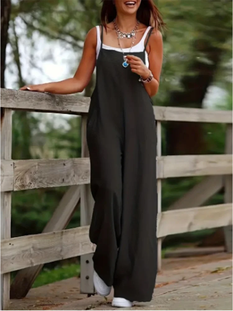 Loose Jumpsuit Women's Casual Solid Color Vest Overalls Summer Trend Jumpsuit