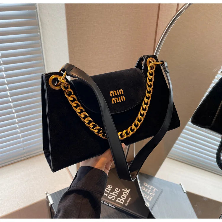 Metal Letter Designer Brand Handbags Top Handle Luxury Shoulder Bags Solid Color Elegant Crossbody Bags Fashion Bags For Women