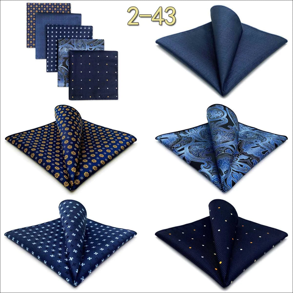 5 Pieces Mens Pocket Squares Wedding Handkerchiefs Set Fashion Formal Bundle Luxury Unique