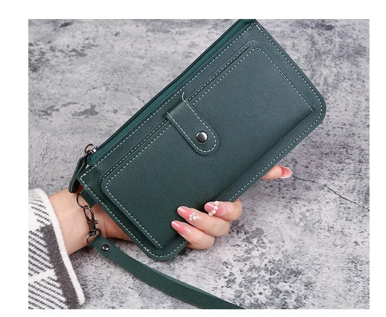 Long Zipper Wallets Coin Cluth Purses Leather Long Wallets Women's Luxury Female Wallet Mini Credit Card Holder Money Bag