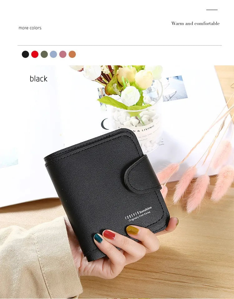 Women Wallets 2023 New Luxury Brand Red Black Small Mini Coin Purse Hasp Card Holder Lady Wallet Zipper Female Leather Buckle