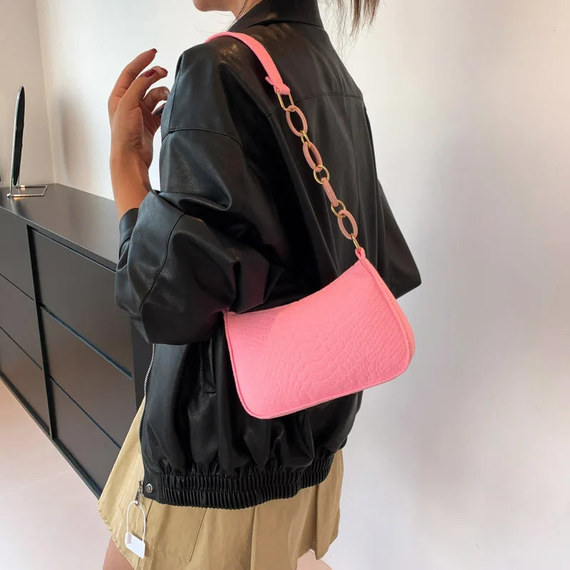 Fashion Underarm Bag Trendy Portable One-shoulder Small Square Women's Girl Handbag Shoulder Chain Bag Crossbody Bag