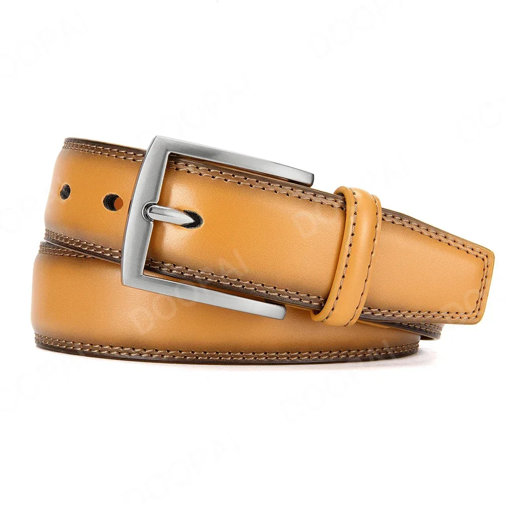 Men Belts High Quality Genuine Leather LONG Large Pin Buckle Metal Automatic Buckle Male Belts Strap Male