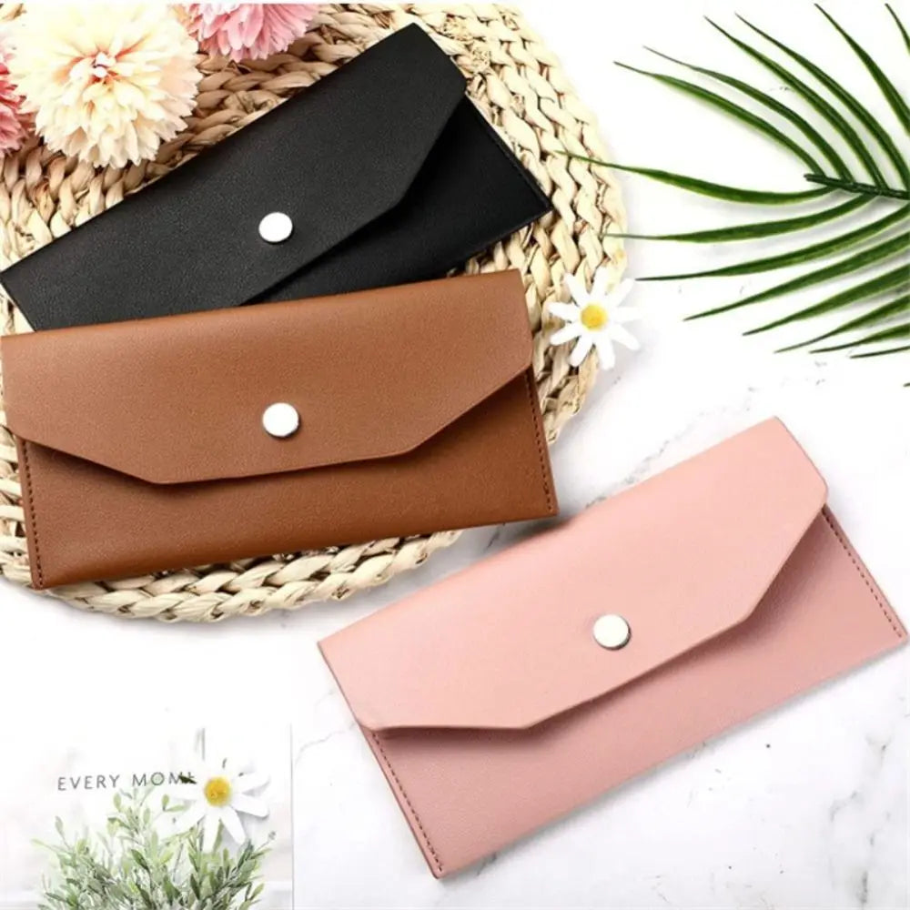 Ultra-thin Cash Envelope Wallet Wear-resistant PU Leather Money Binder Organizer Waterproof Pouch Name Card Holder Male Female