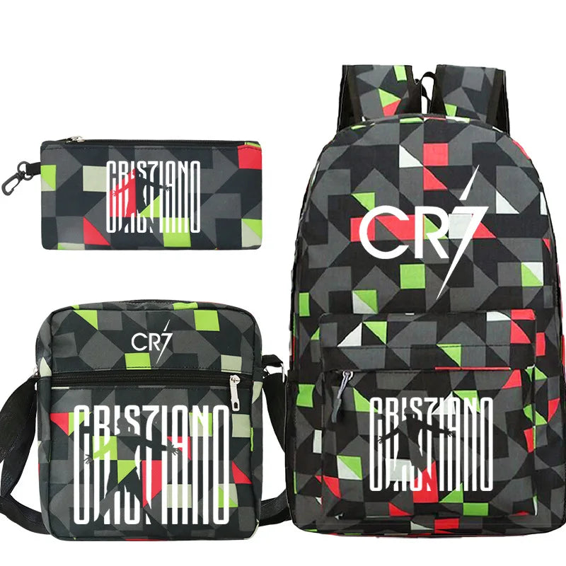 New 3pcs CR7 Backpacks Simple Style Lightweight Boys Girls School Bags Capacity Teens Laptop Backpack Women Men Travel Mochilas