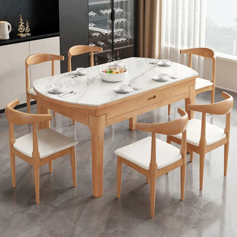 Extendable Dining Table Sets Chairs Cabinets for Living Room Glass Garden Furniture Portable Folding Comedores 4 Sillas Ofertas